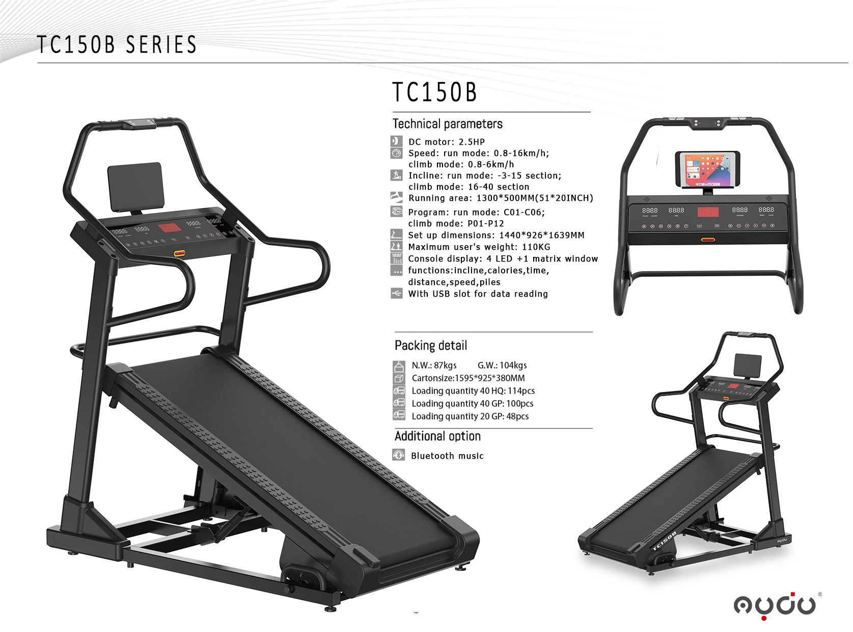 Treadmill 2.5HP Motor Wide Incline Range -3 to 40 for Intense
