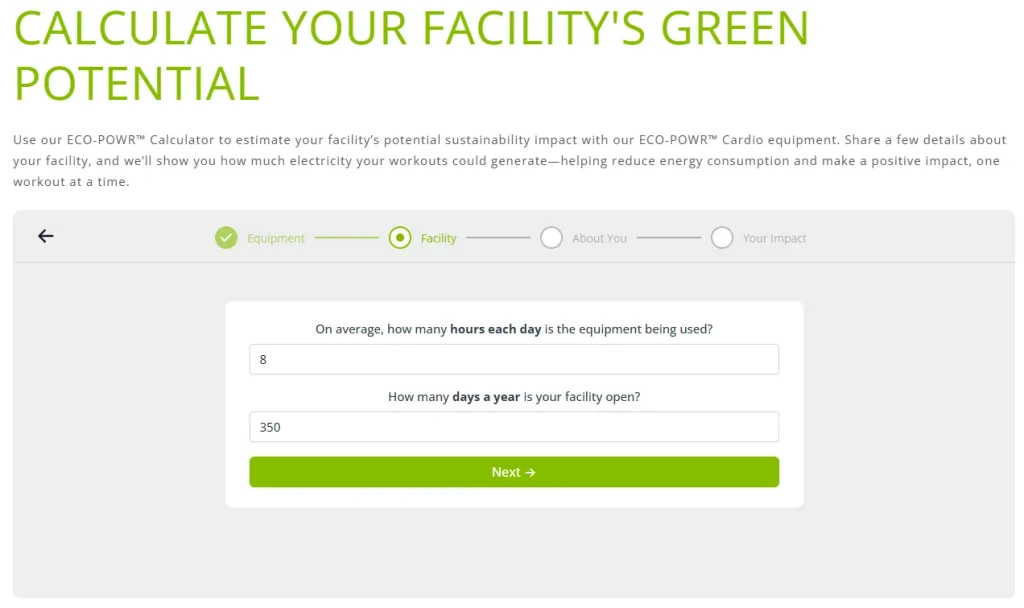 SportsArt Launches ECO-POWR™ Calculator to Quantify Energy-Generating Fitness Impact 2 ECO-POWR™ Calculator