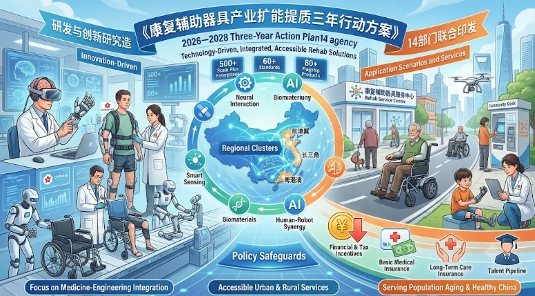 14 Chinese Government Agencies Jointly Issue Three-Year Action Plan (2026–2028) to Expand and Upgrade the Rehabilitation Assistive Device Industry 1 China Market