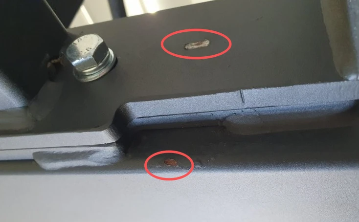 Powder coating damage